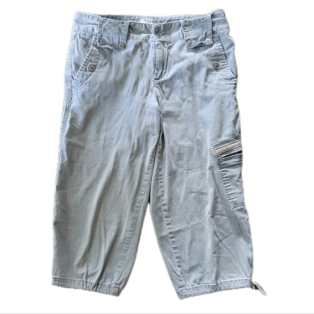 Fashion Bug Y2K Cargo Capris Gray Size 10 Cotton Strech Hiking Outwear Pants